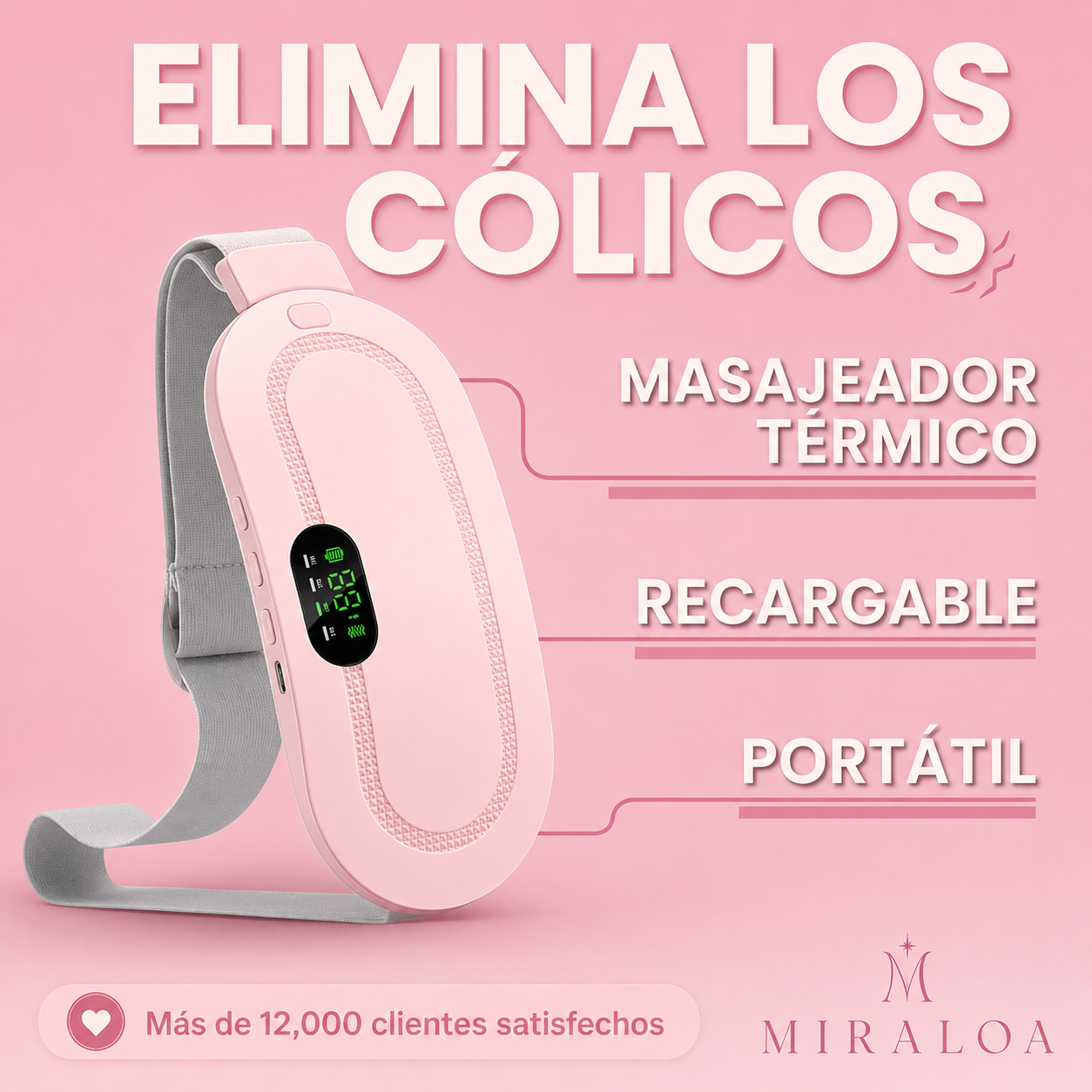 Almohadilla térmica portátil para confort menstrual